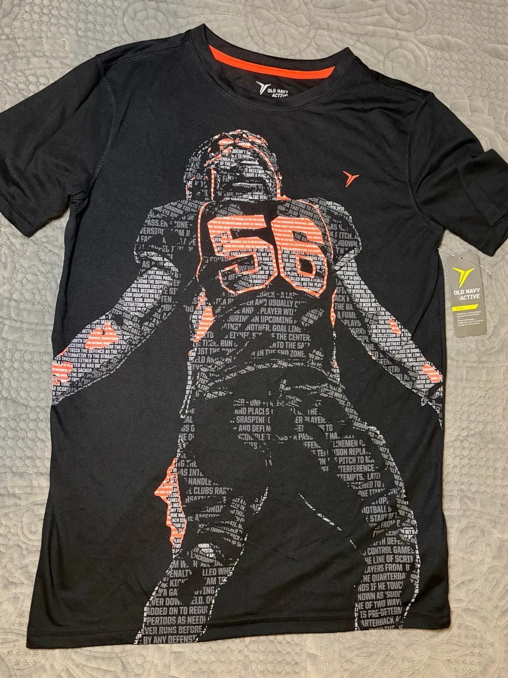 Old Navy Active Boys XL 14-16 Go-Dry Football Graphic Shirt Black NWT